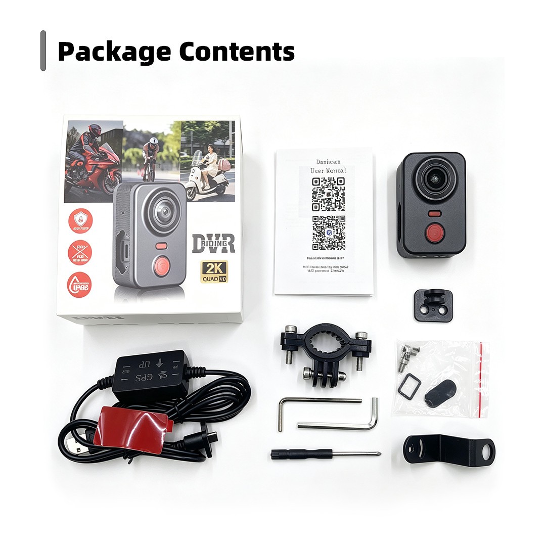 WIFI Motorcycle Dash Cam HD 2K Dual lens Waterproof Recorder Bike Camera W/ GPS