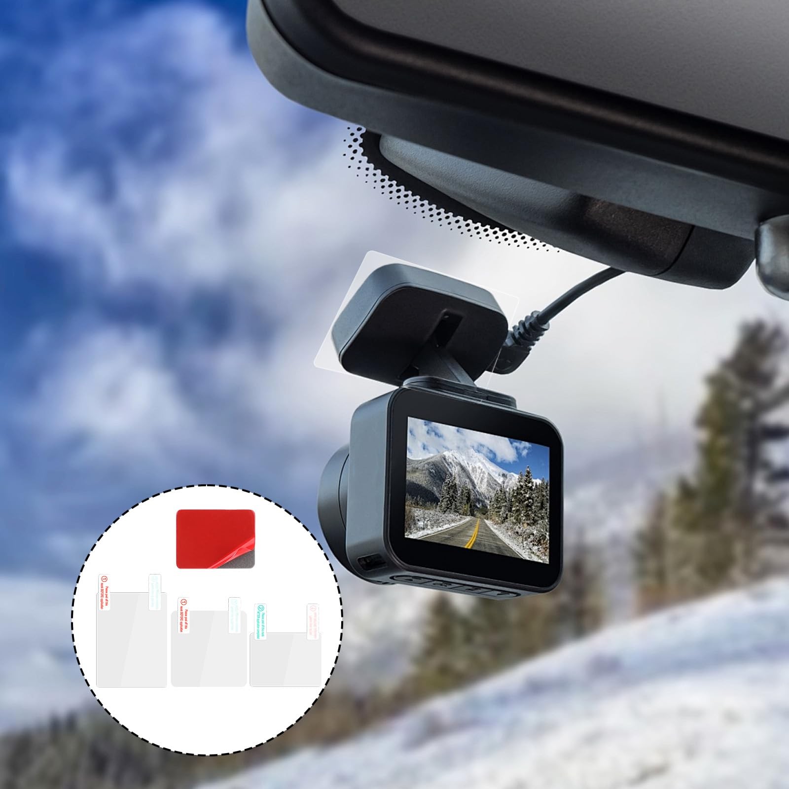 3 Pcs Electrostatic Sticker Mounting Dash Cam 6 Pcs Double-Sided Sticker for Win