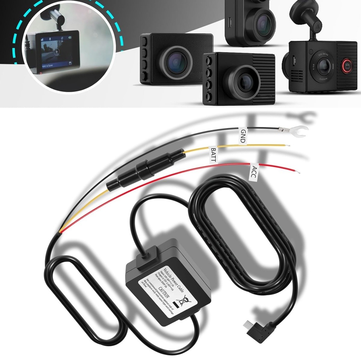 Parking Mode Hardwire Power Cable for Garmin Dash Cam 45 55 65W 010-12530-03