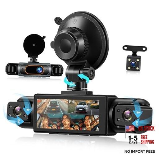4 Channel 360° Dash Cam Front and Rear Inside Left Right FHD 1080P 3.16 Inch