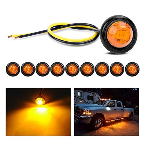 TL-03 10 PCS 3/4” Round Clearance LED Front Rear Side Indicator Amber 10Pcs