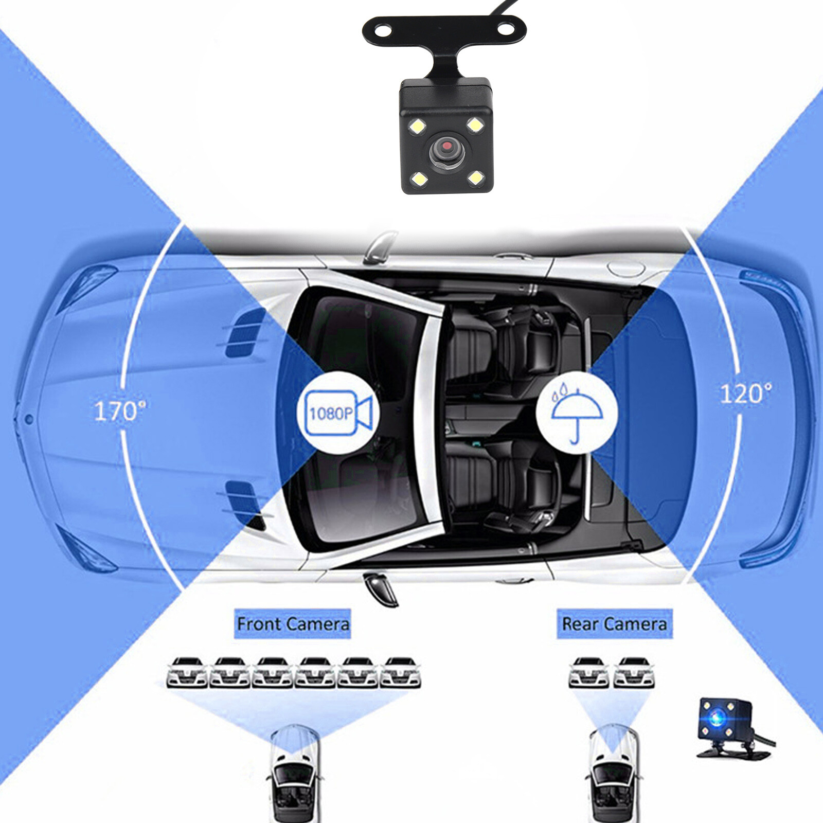 HD 1080P Car Dual Lens Dash Cam Front/Rear/Inside Video Recorder Camera G-sensor
