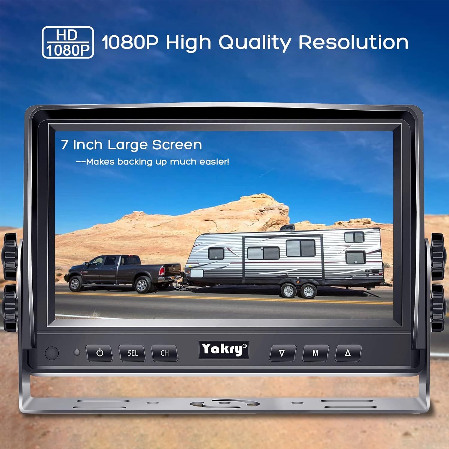 Yakry RV Backup Camera Plug and Play | No Delays | 7 Inch HD 1080P Rear View
