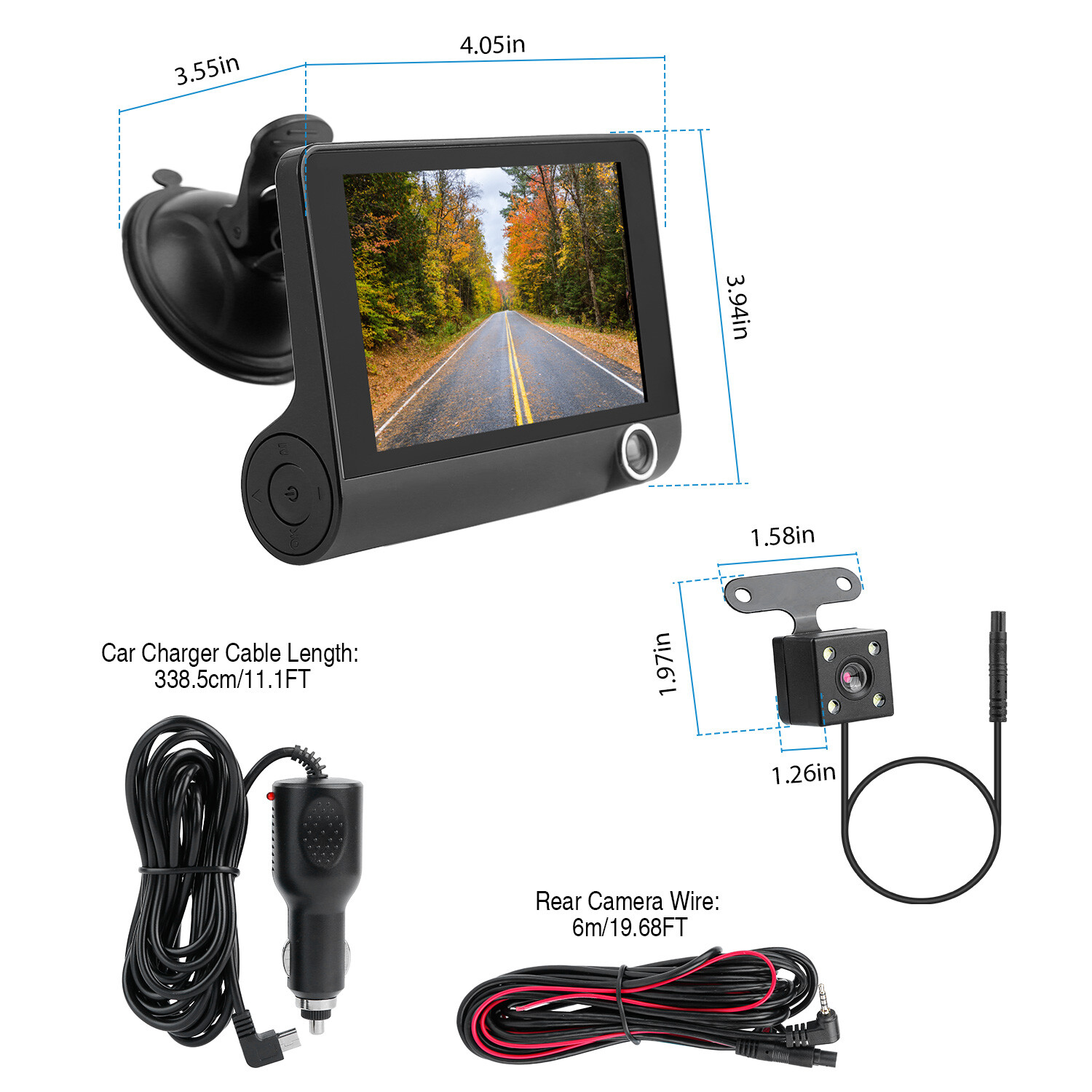 1080P Car DVR Dual/3 Lens Dash Cam Front Rearview Video Recorder Vehicle Camera