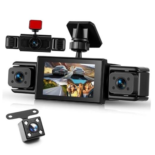 360° Dash Cam Front and Rear Inside Left Right, 4 Channel FHD 1080P Dash Cam