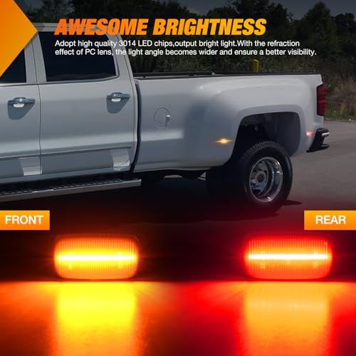 Fender Side Marker Lights 4 PCS Smoked Amber/Red -Silverado/Sierra 2015-2020