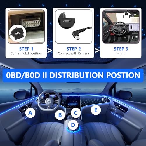 OBD2 OBD Power Cable, OBD to Type C USB OBDII Adapter 11.6-36V to 5V/3A Dash