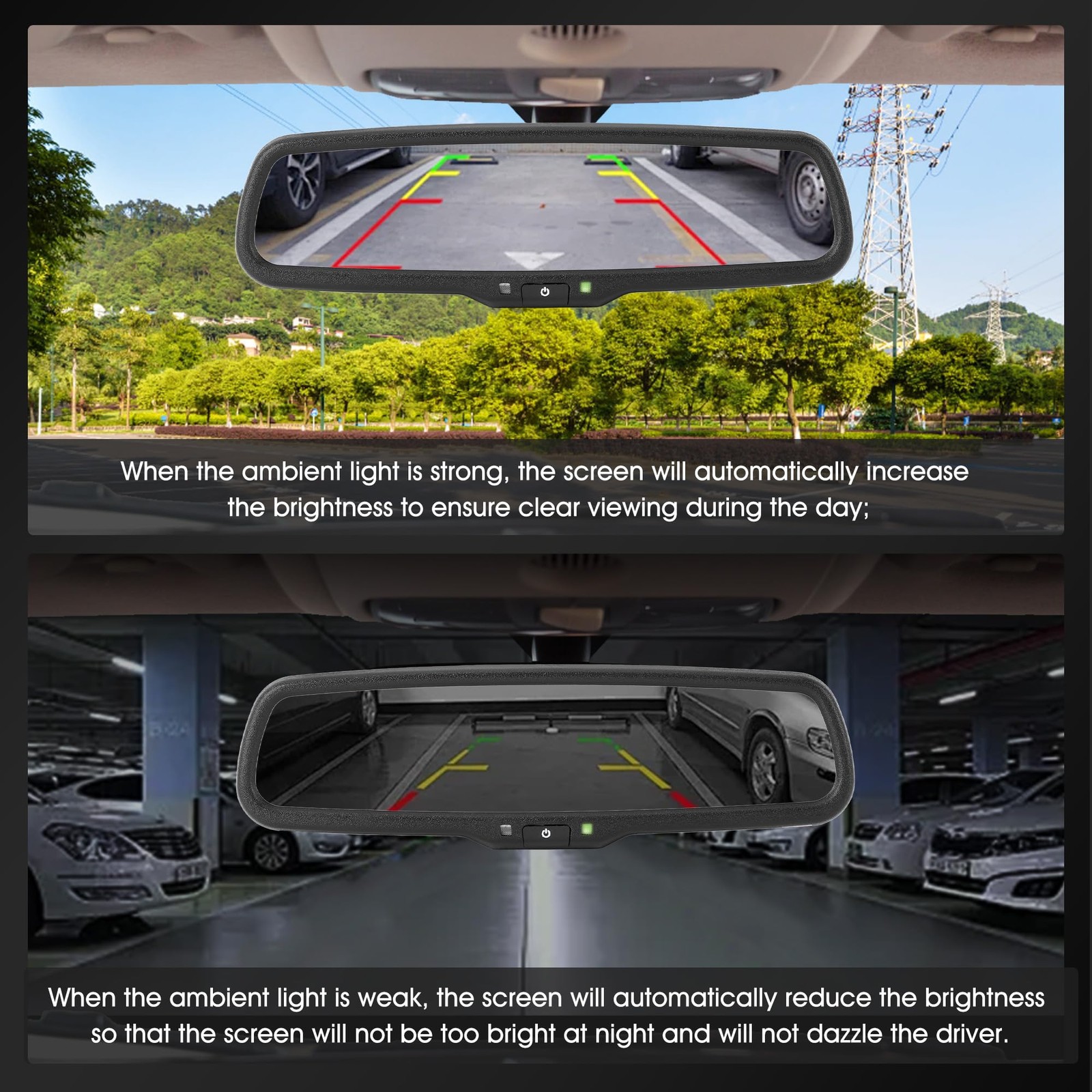 4.3inch Rear View Mirror Monitor, Auto-Dimming Rearview Monitor,480 * 272, 50…