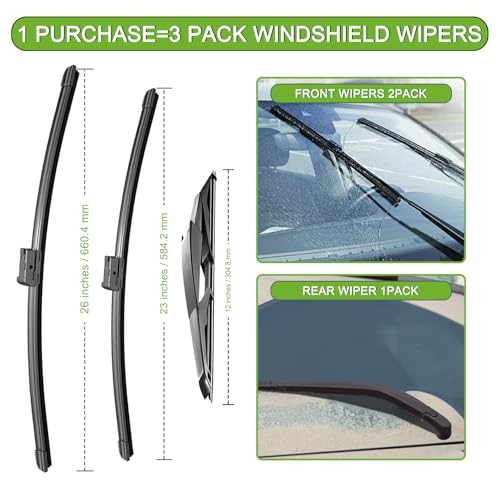 Windshield Wipers for ML350 2012-2015/GLE350 2016-2017,26″+23″ Front and 12″