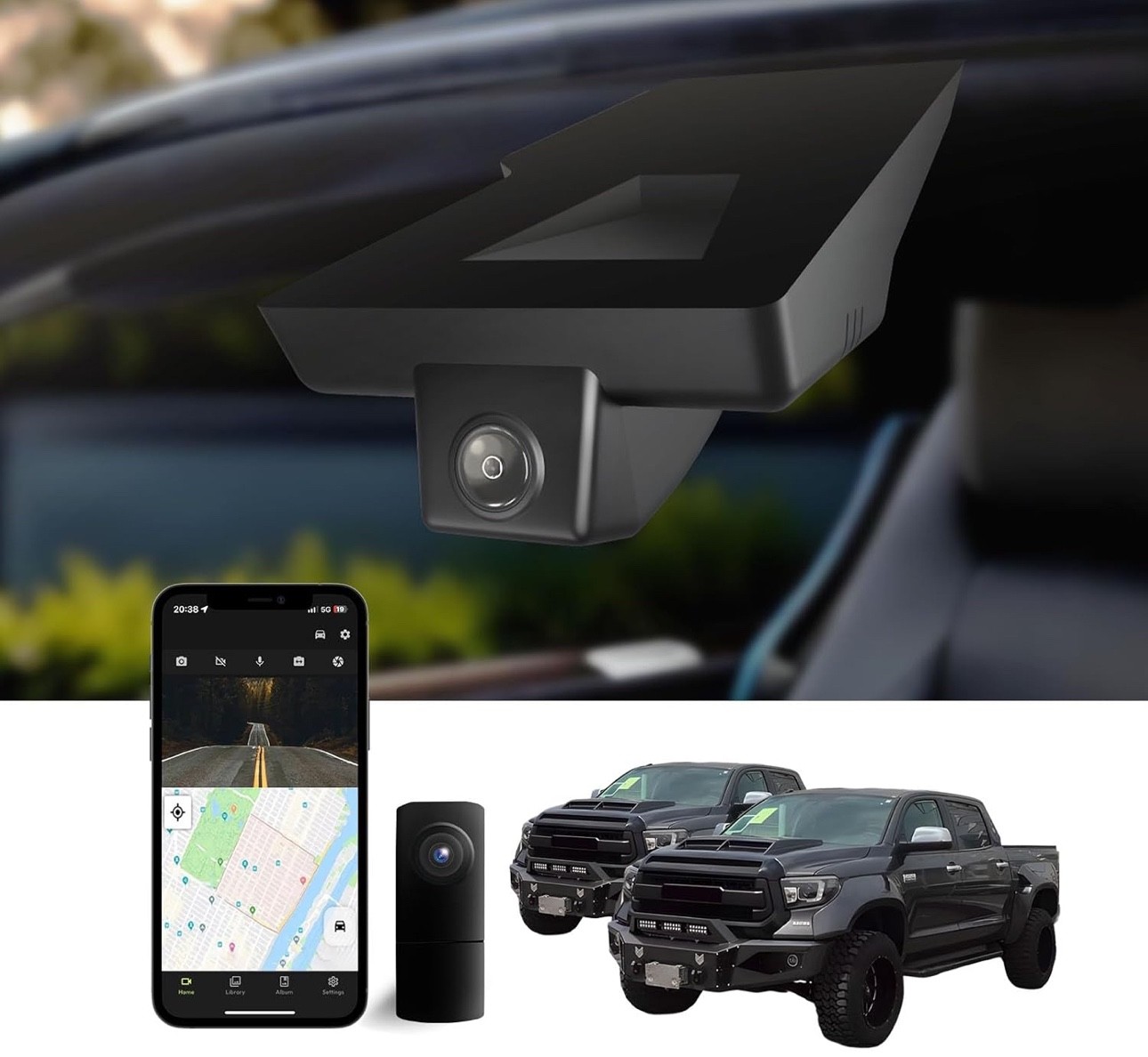 4K & Rear 1080P Dash Cam for Toyota Tundra 2017-2021 & Sequoia 2017-2022 Limited