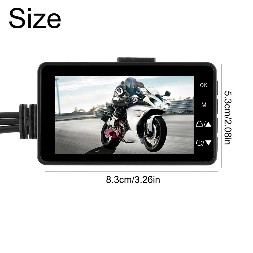 Motorcycle Dash Cam 2.8 inch HD 1080P Motorcycle Front and Rear Dual-Lens Camera