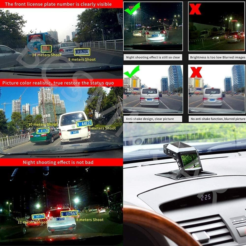 1080P Dash Cam 2in Car DVR Video Cycle Recording Camera Night Vision G-sensor