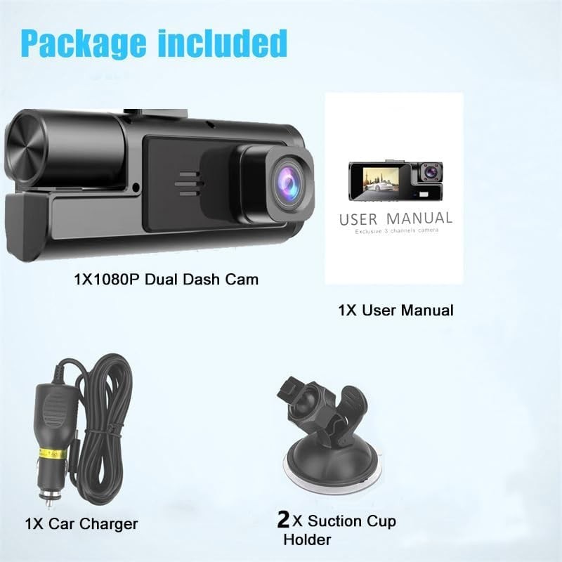 1080P Dual Dash Camaras De Seguridad Grabadora Para Carro Auto Frontal Y Trasera