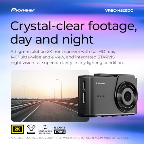 Pioneer VREC-H520DC Dual Dash Cam Front Rear 2K GPS