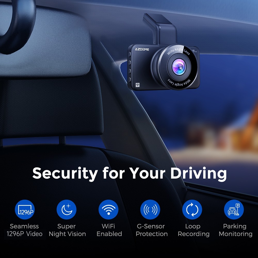 AZDOME Dash Cam 3″ Car Camera 3K+1080P WiFi App Video DVR Recorder G-Sensor