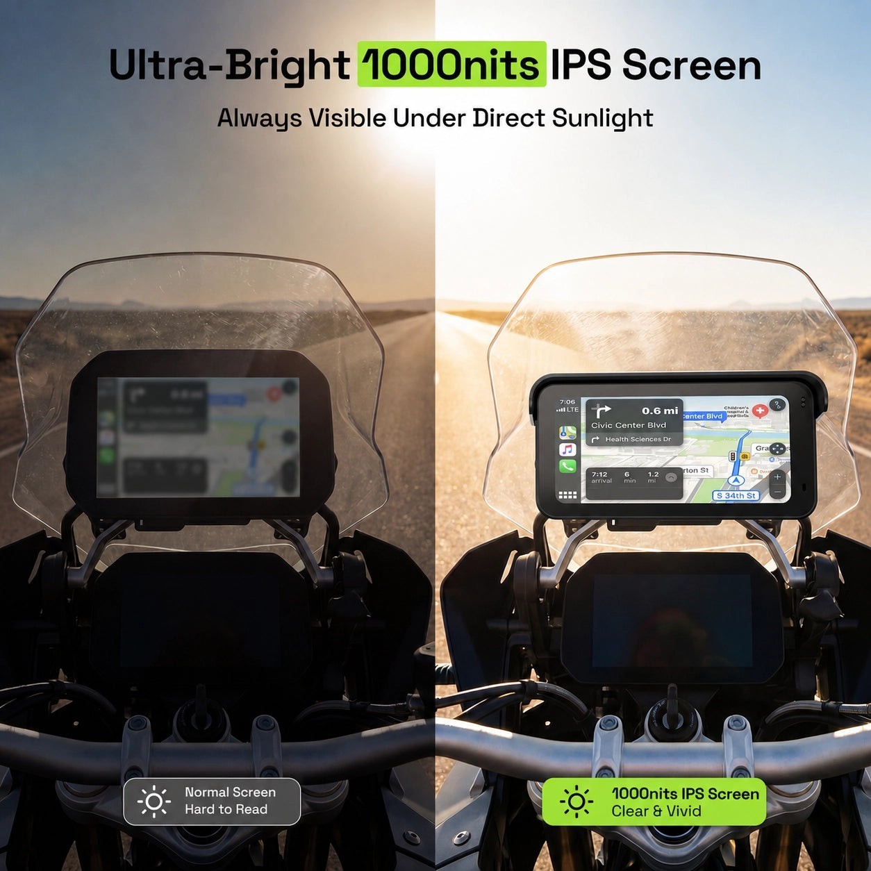 AOOCCI C6 Pro Motorcycle Camera Front & Rear 1080P CarPlay Android Auto GPS IP67