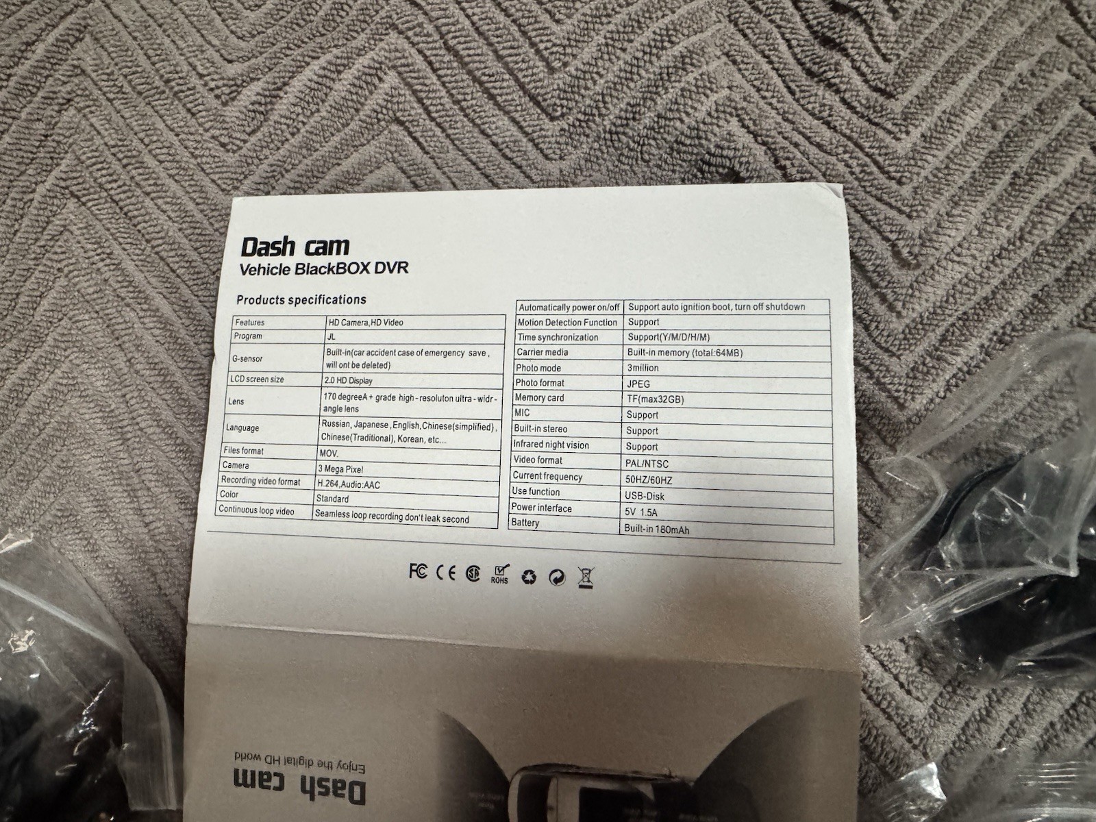Dash Cam Super HD 1296P BlackBox DVR 170 degree Wide Angle Front & Rear camera