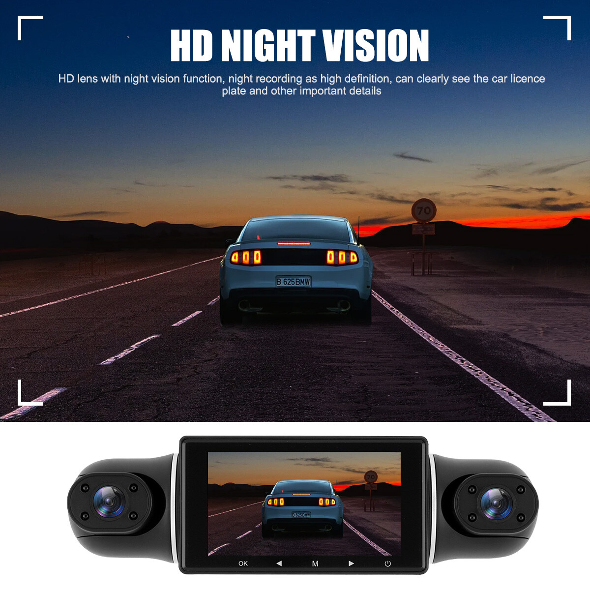 4 Channel Wifi Dash Cam 1080P HD Driving Recorder Car Front+Rear Camera G-Sensor