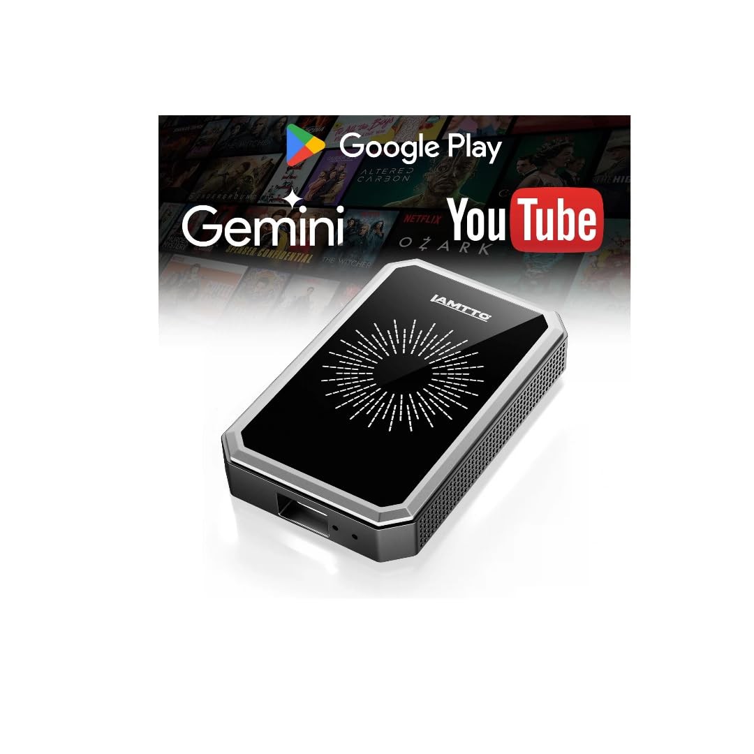 LAMTTO Wireless CarPlay Adapter with Gemini AI, 4GB+32GB Magic Box with Full …