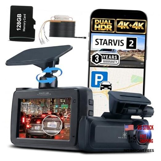 Dash Cam Front and Rear, 4K+4K Dual Dash Camera for Cars, STARVIS 2 Night
