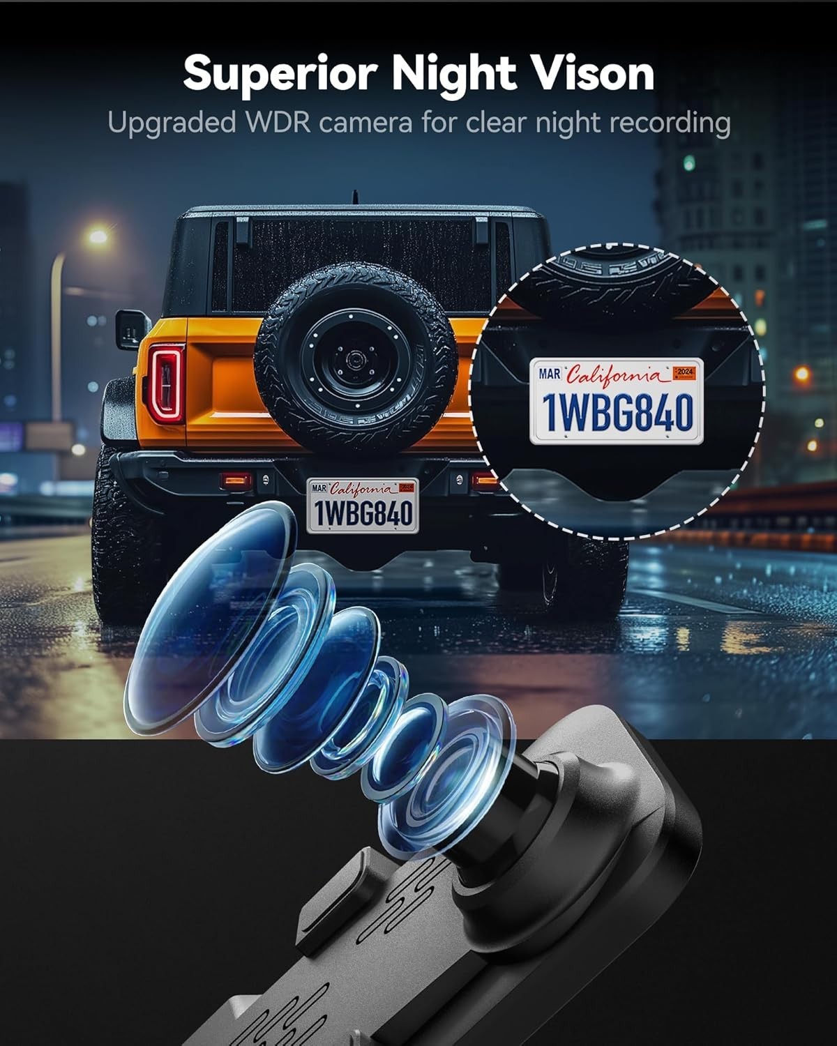 G840S 12″ Rearview Mirror Dash Cam – 4K Clarity, Parking Monitor & Dual Views