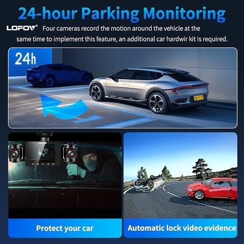 4 Channel Dash Cam 360°View,LOFOV 1080P Front and Rear Inside,Left Right 64GB SD