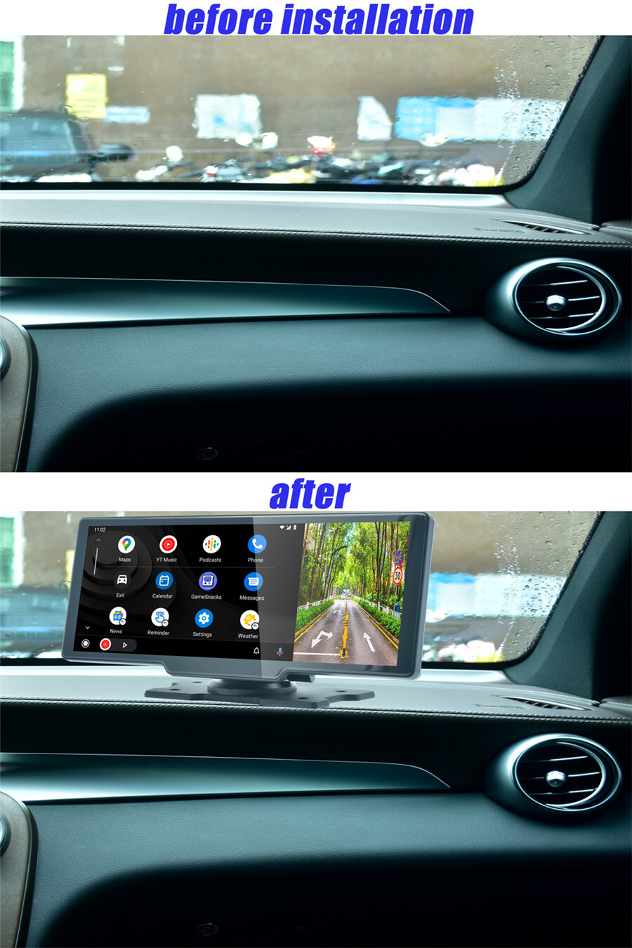 Car Dash Cam 4K Dashboard DVR Video Recorder For Carplay APP Control Bluetooth