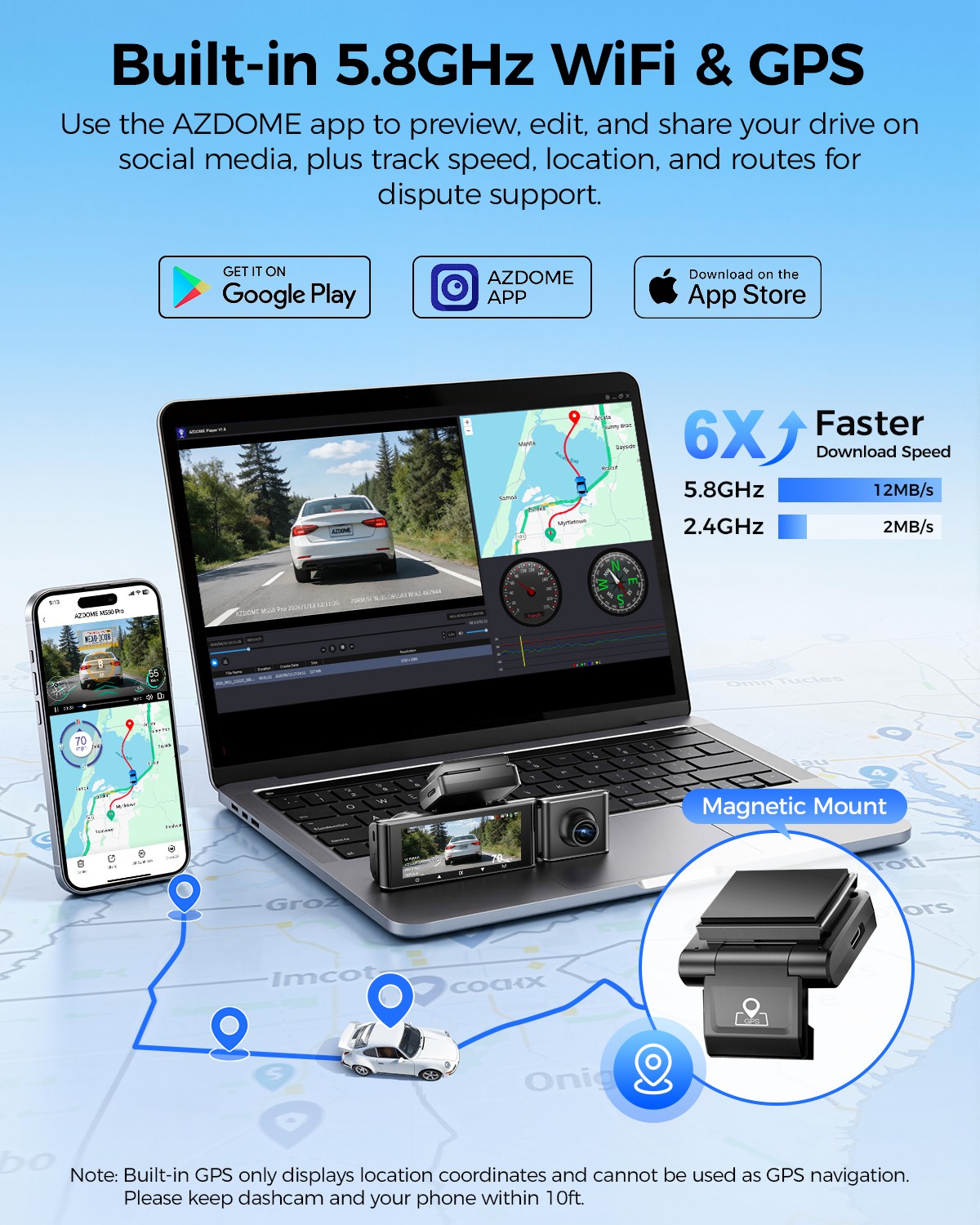 M590 4K 3 Lens Dash Cam WiFi6 GPS Car Recorder Camera Parking Mode Free 64G Card