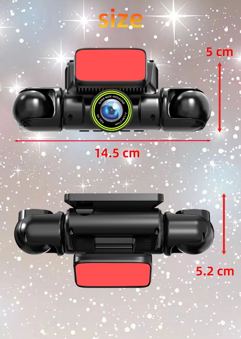 360° 4 Channel 1080P Car Dash Cam Front Rear Left Right Camera Driving Recorder
