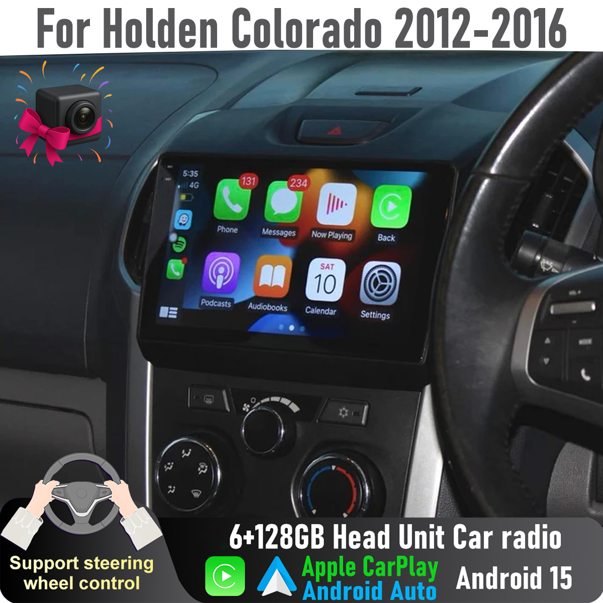9” Apple CarPlay Auto 6+128GB Head Unit Car radio For Holden Colorado 2012-2016