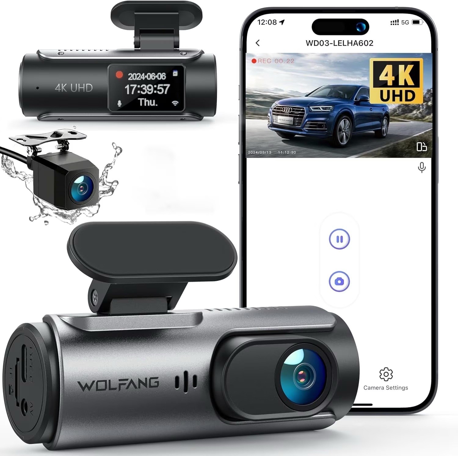 Fast shipping Dash Cam Front and Rear, 4K+1080P Dual Car Camera, Parking Monitor