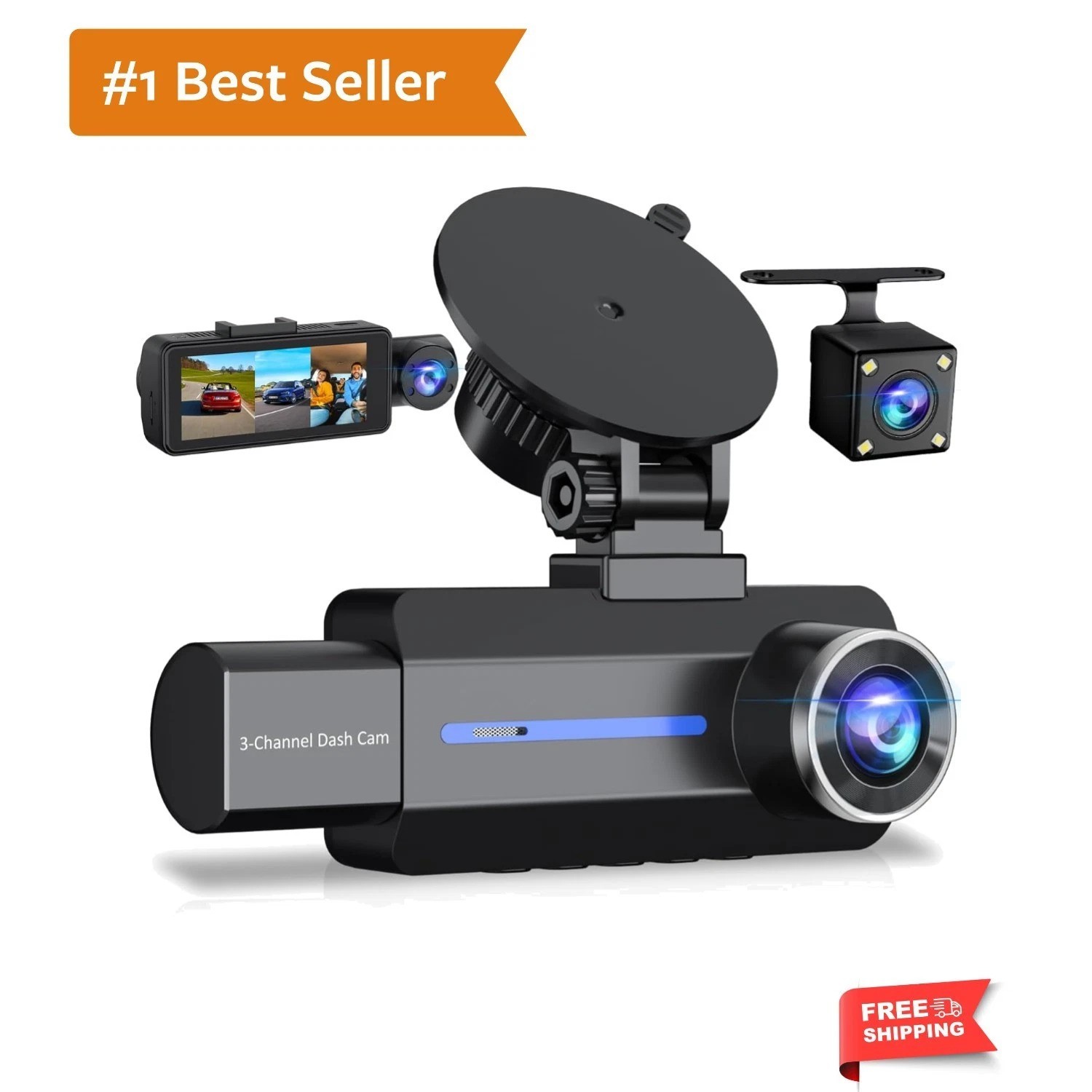 Dash Cam Front and Rear 2.5K/1440P, 3 Channel Dash Camera for Cars Dash Cam F…