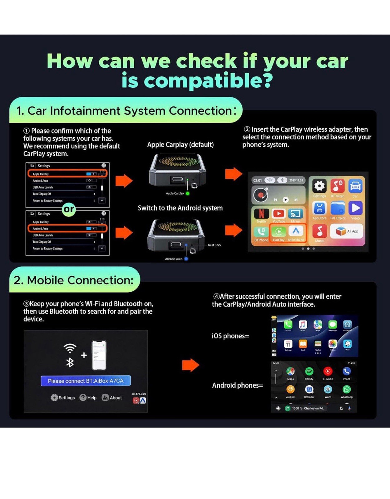 Car Pley Video Portable Wireless Car Adapter RC23 Video Box 3-in-1 Magic Video