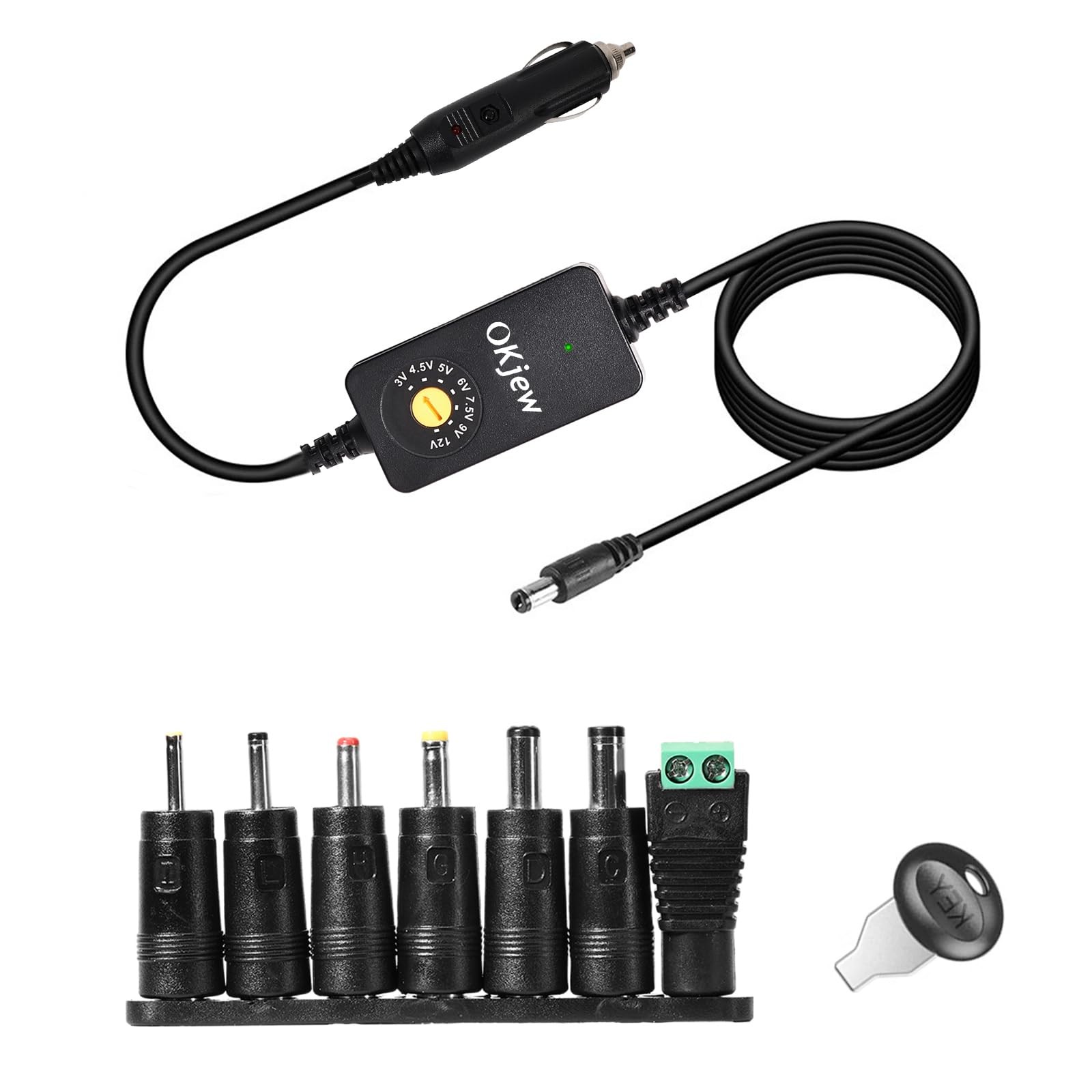 Adjustable Voltage Car Charger Adapter to DC Power Cable