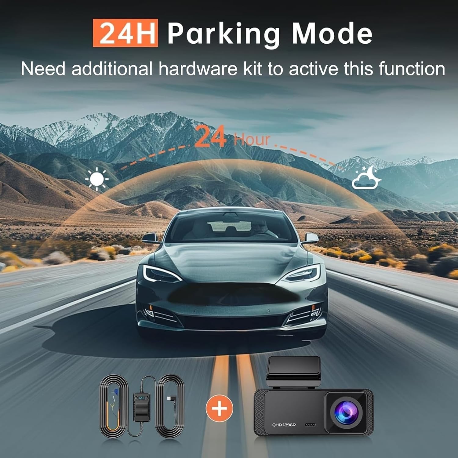1296P Dash Cam Front, WiFi Dash Camera for Cars with App