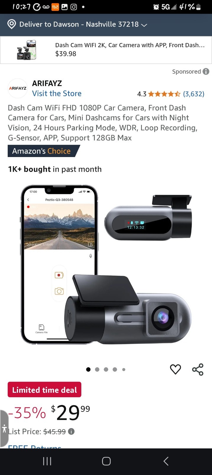 ARIFAYZ Q4 4K Dual Channel Dash Cam Front Rear WiFi Night Vision G-Sensor NEW