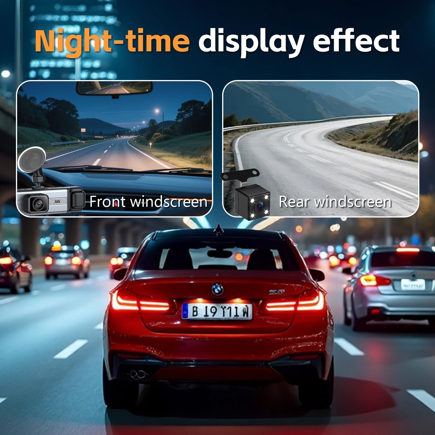 4 Channel 360° Dash Cam Front Rear Inside & Left Right 4K+1080P*3 FHD Car Cam…
