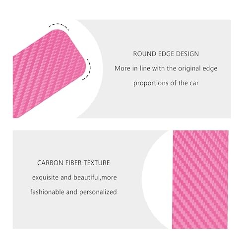 4PCS Car Door Sill Protector with Scraper,Carbon Fiber Car Door Protector Pink