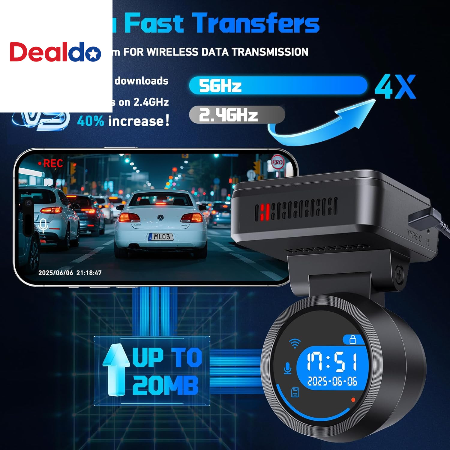 Dash Cam Front 4K Dash Camera for Cars Built-In Wifi/App Control Dashcams for Ca