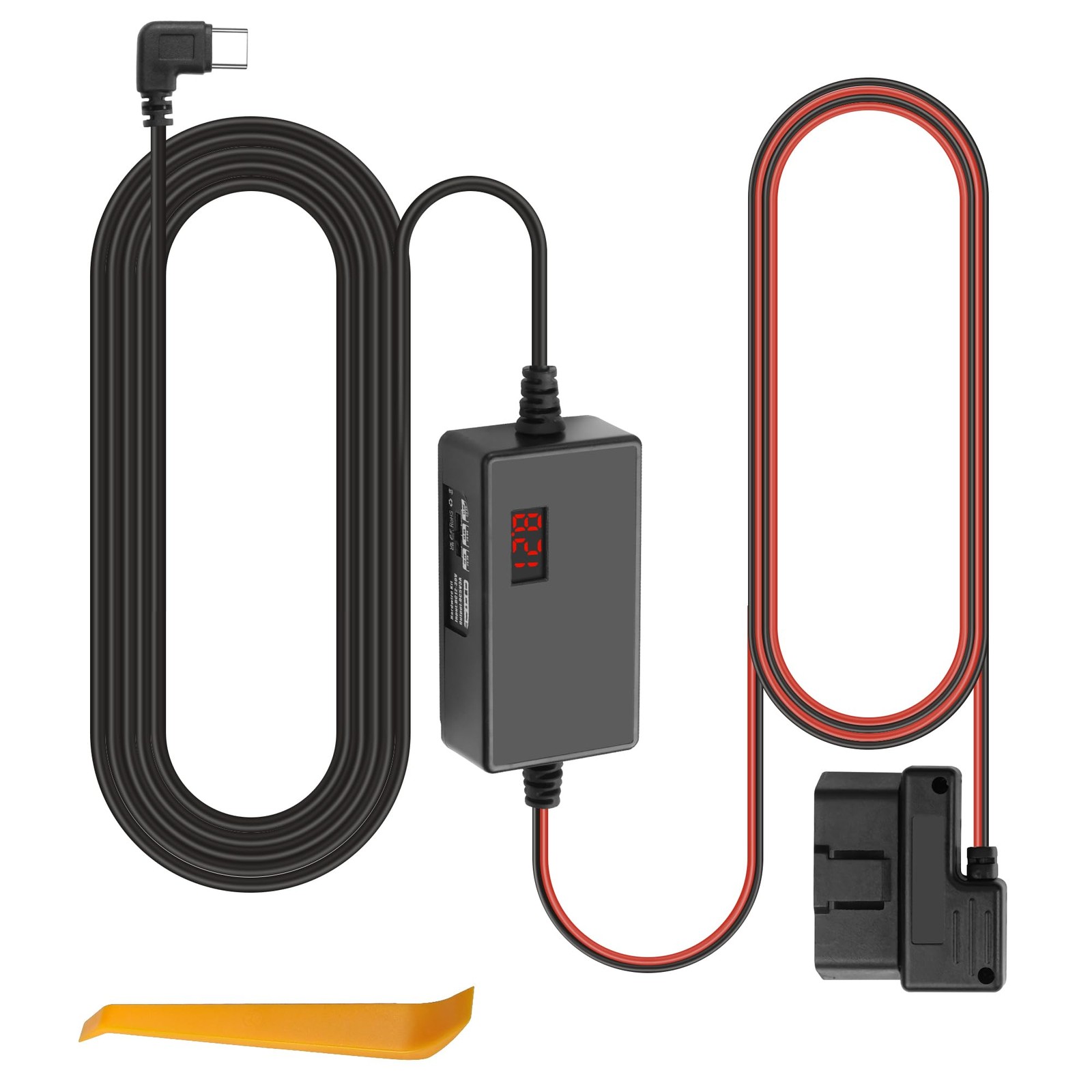 OBD OBD2 Power Cable for Dash Camera, OBD2 to USB Type C Charger Cable with 24 H