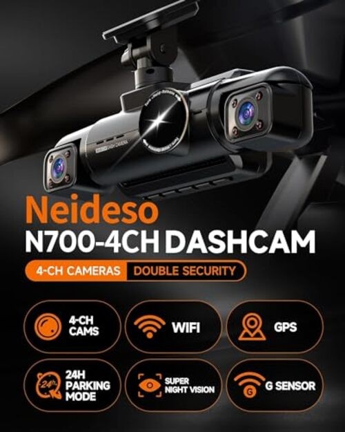4 Channel Dash Cam Front and Rear, 3K+3*1080P Dash Camera for Cars, Free 64GB