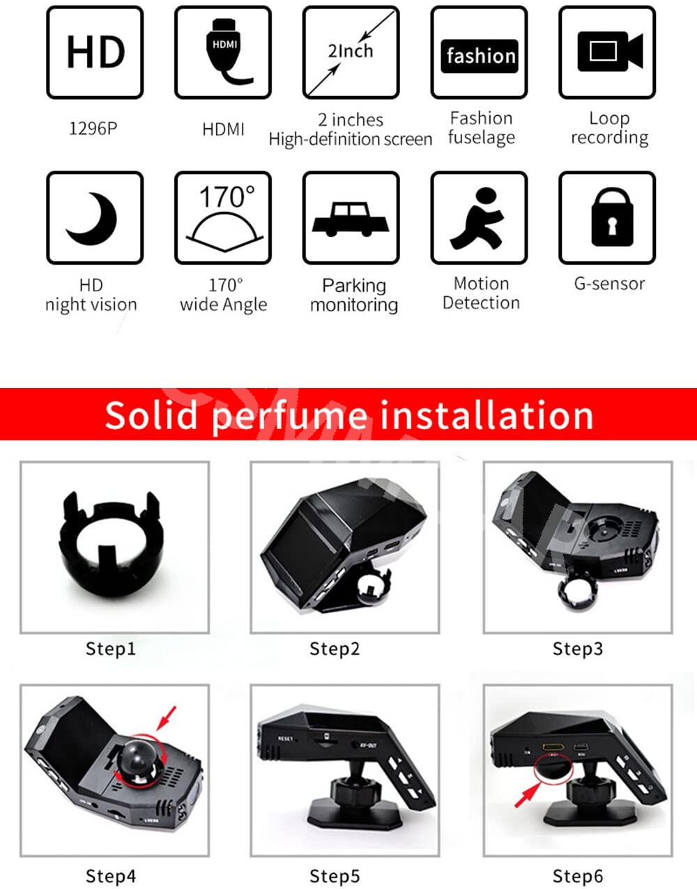 Car Dash Cam DVR Video Recorder Cycle Recording Motion Detection Cam G-Sensor
