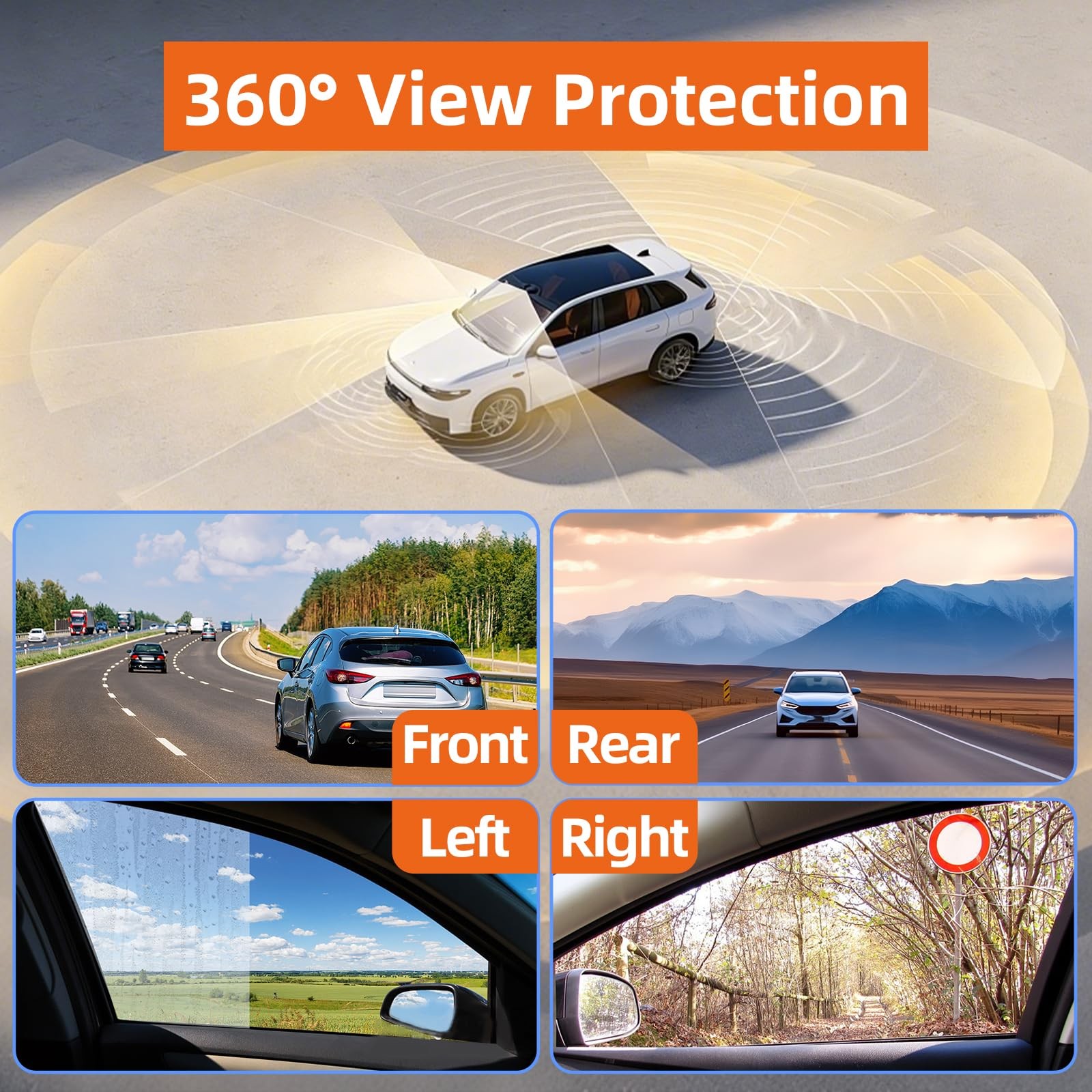 YUINWEN W6 4 Channel Dash Cam 360° Recording Dash Cam for Cars 2K Front + 108…