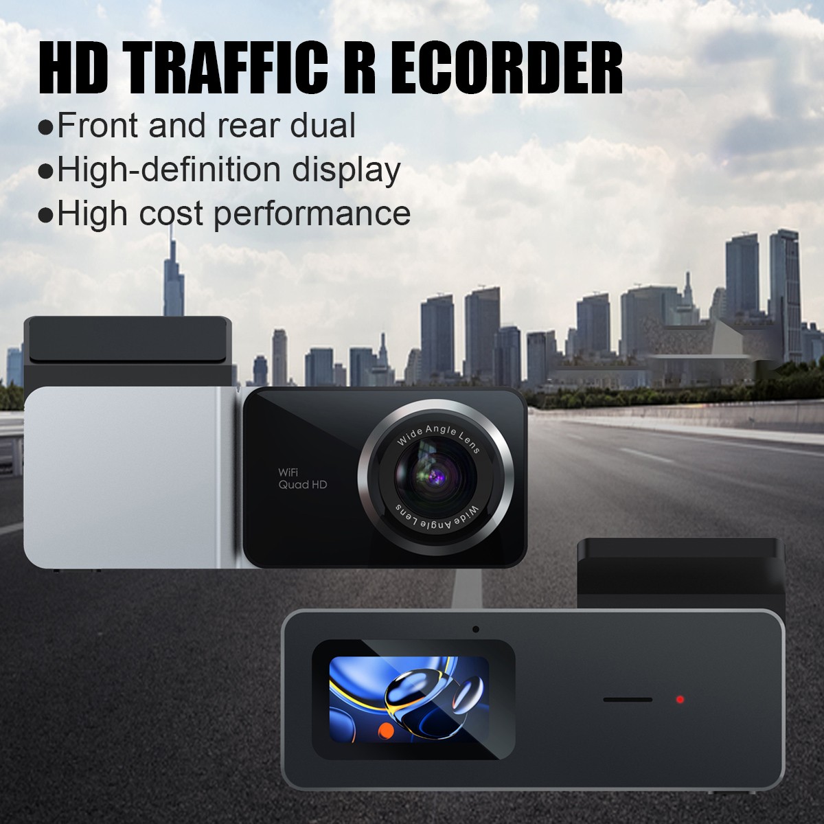 170° Wide-Angle 1.47in WiFi Night Vision HD 4K Parking Monitor Dashcam Screen