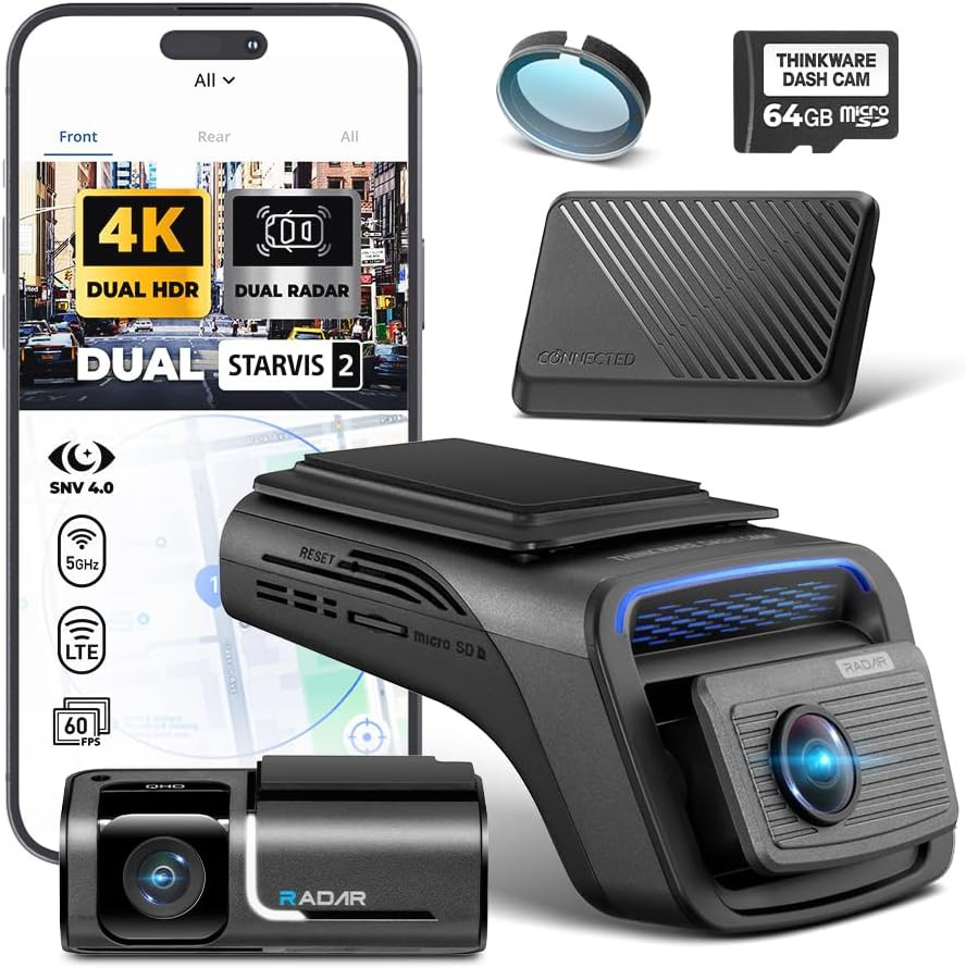 U3000 PRO 4K/2K 2CH Dash Cam with LTE Module – Front & Rear Dual Recording, Sony