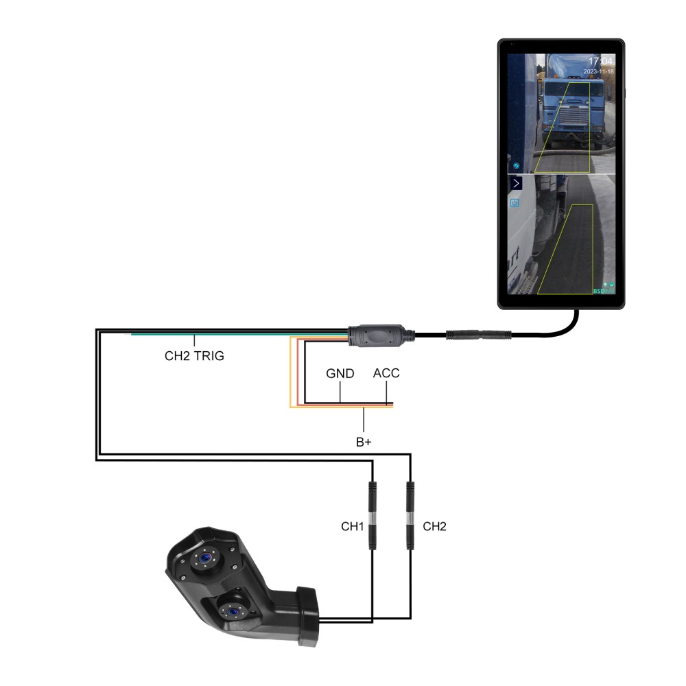 10.36″ Monitor R L Side Electronic Rear View Mirror Camera For Side Blind Areas