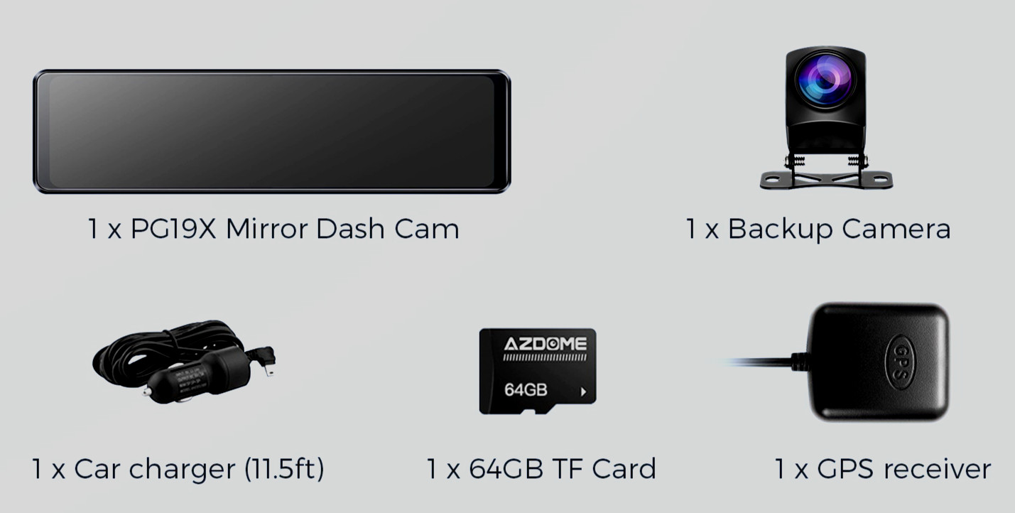 AZDOME Mirror Dash Cam 4K+1080P Streaming Media GPS WIFI Rear View Camera