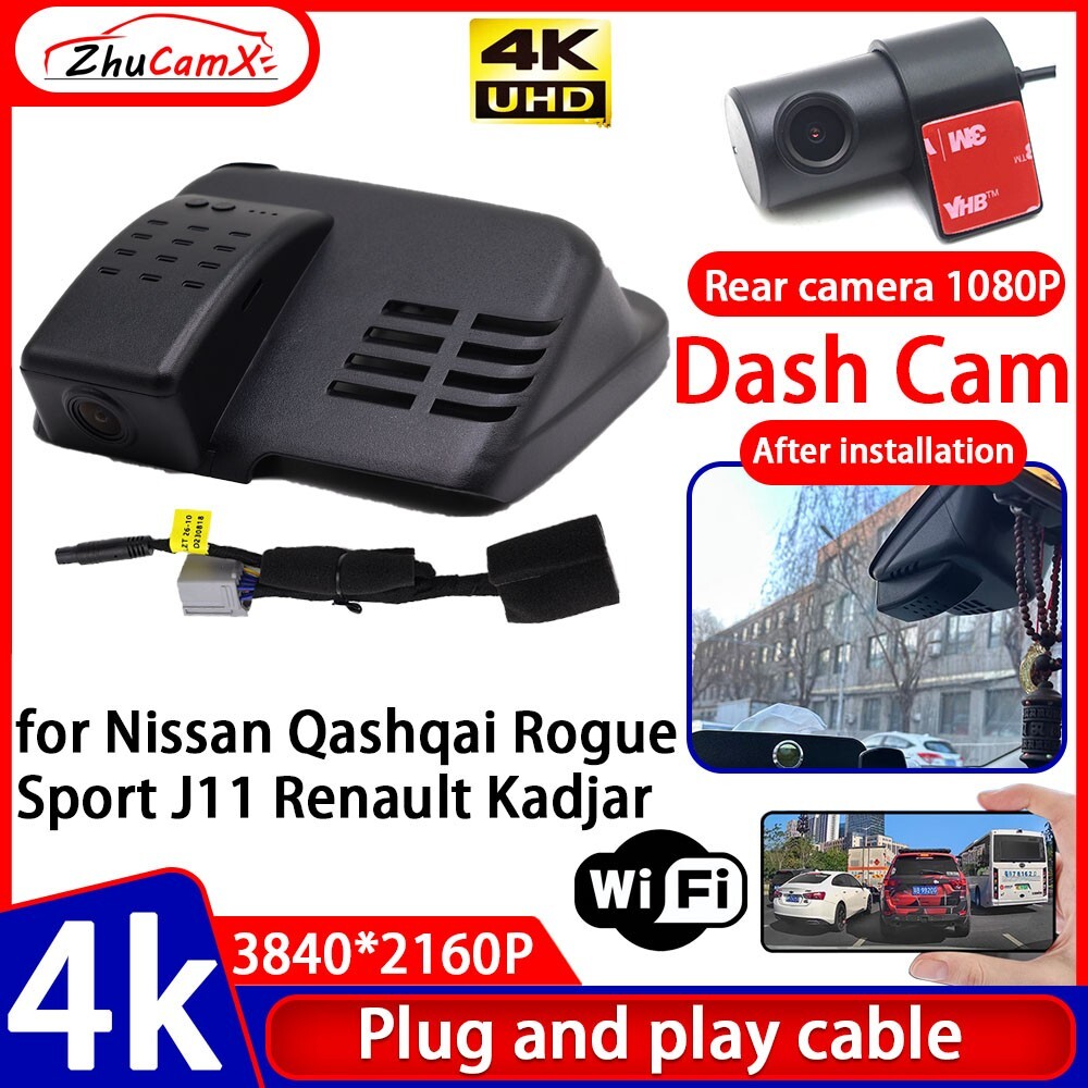 4K HD Wifi DVR Dash Cam Camera for Nissan Qashqai Rogue Sport J11 Renault Kadjar