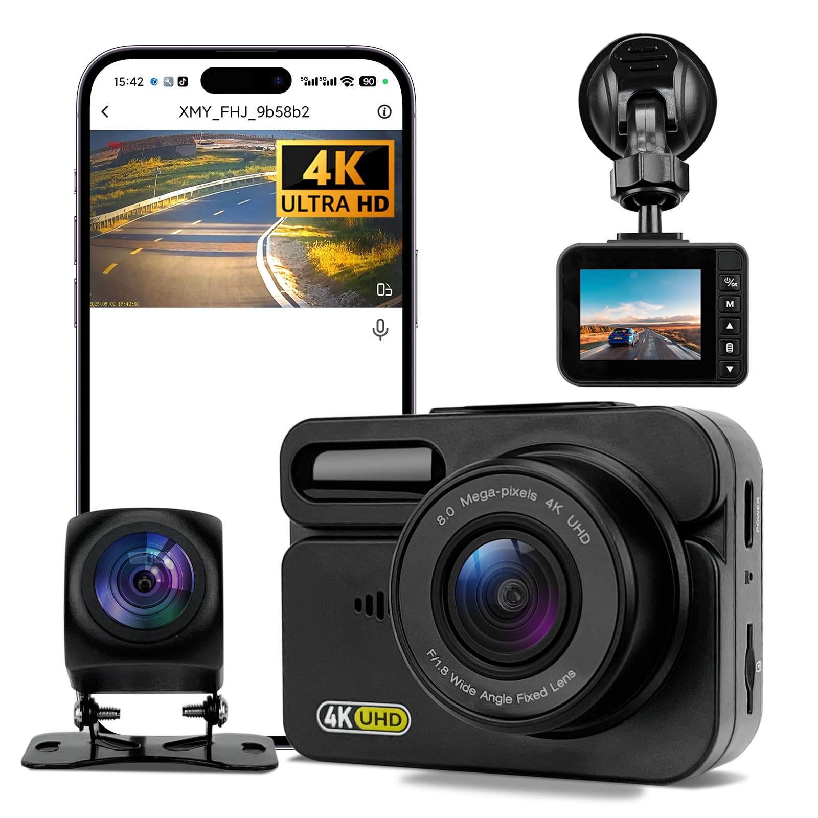 CTRYUN Dash Cam Front and Rear Built in WiFi Included 64GB Card Car Dash Camera