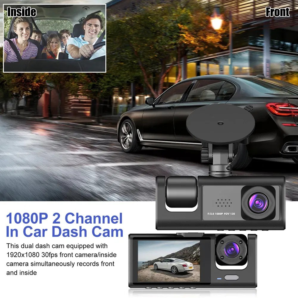 1080P Triple Dash Cam Front Rear Cabin Camera DVR G-Sensor Night Vision